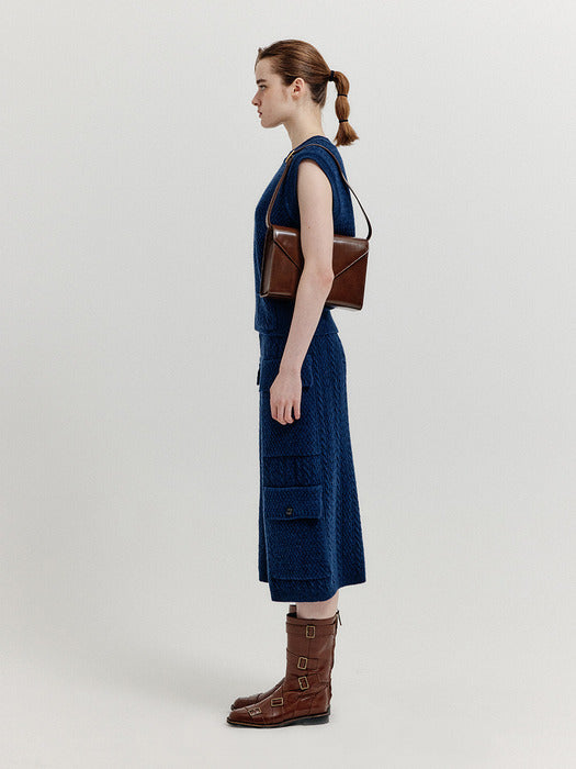 Eenk Xea Pocket Cable knit Pants - Navy