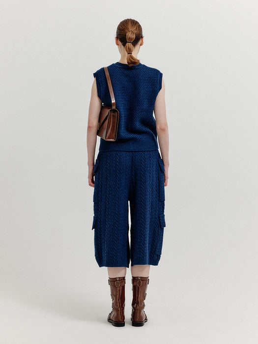 Eenk Xea Pocket Cable knit Pants - Navy