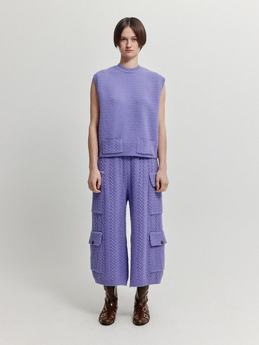 Eenk Xea Pocket Cable knit Pants - Purple