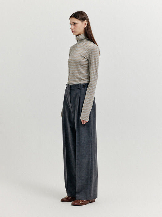 Eenk Xava Turtleneck Jersey Top - Gold/Silver Stripe