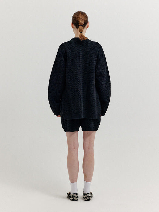 Eenk Xarf Pocket Cabel Knit Shorts - Black