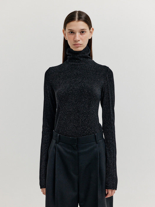 Eenk Xava Turtleneck Jersey Top - Black
