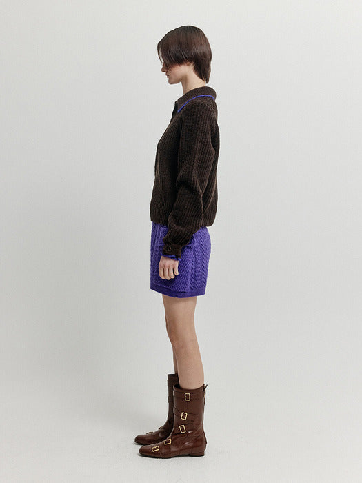 Eenk Xarf Pocket Cable Knit Shorts - Purple