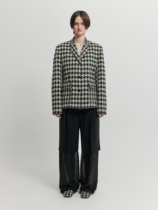 Eenk Xxy Two-Pocket Single-Breasted Jacket - Black/Ivory Check