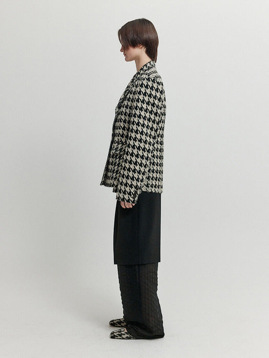 Eenk Xxy Two-Pocket Single-Breasted Jacket - Black/Ivory Check