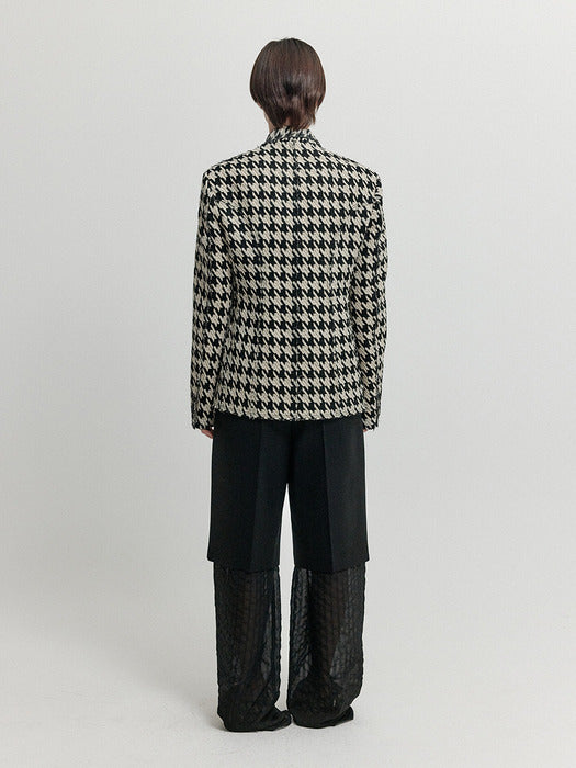 Eenk Xxy Two-Pocket Single-Breasted Jacket - Black/Ivory Check