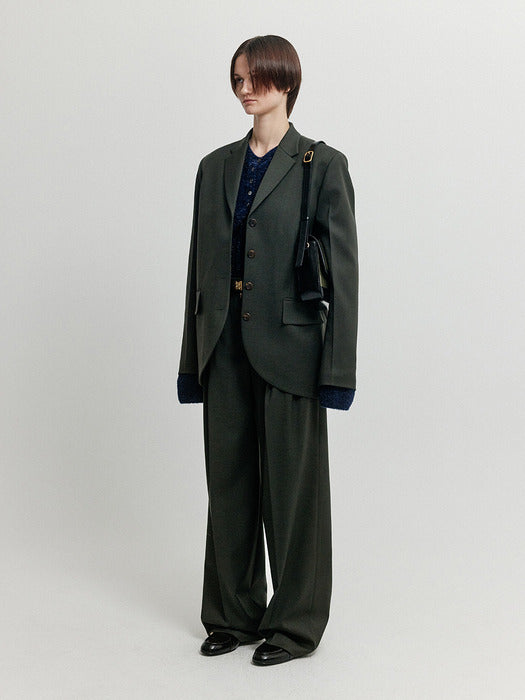 Eenk Xiie Single-Breasted Blazer - Dark Khaki
