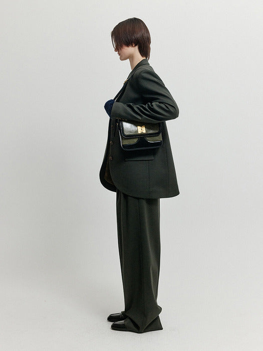 Eenk Xiie Single-Breasted Blazer - Dark Khaki
