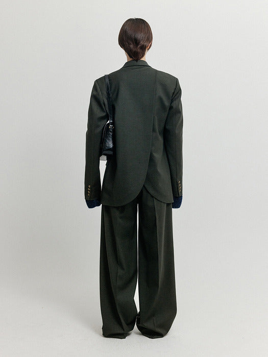 Eenk Xiie Single-Breasted Blazer - Dark Khaki