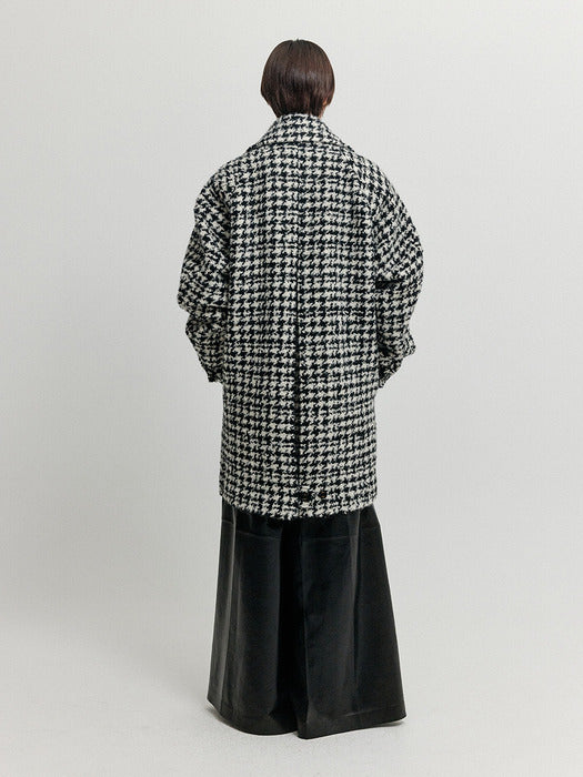 Eenk Xase Oversized Pea Coat - Black / Ivory