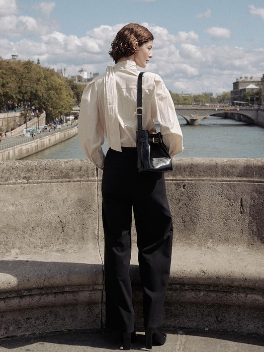 Loeuvre Tie Puff Sleeve Blouse