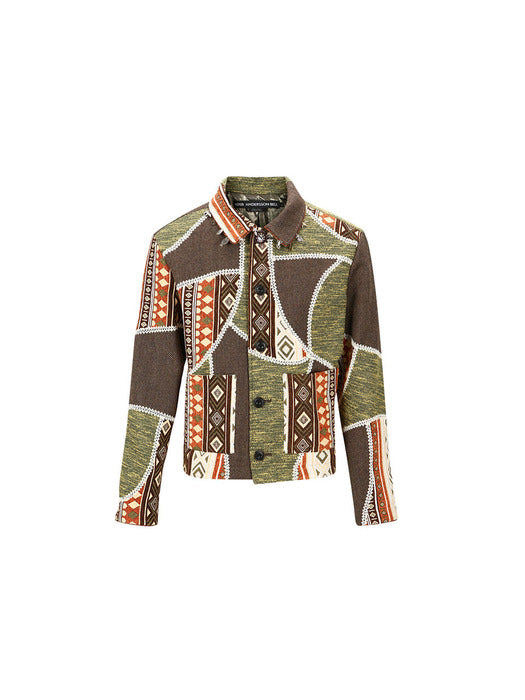 [andersson bell] UNISEX JACQUARD PATCHWORK JACKET awa557u(BEIGE)