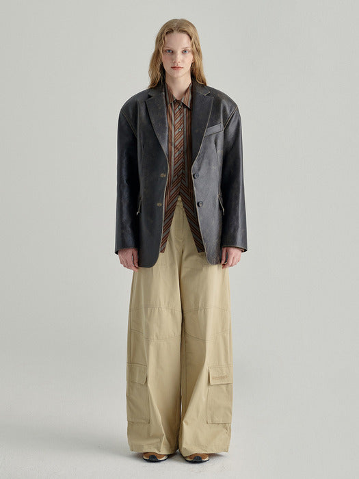 BOXY LEATHER JACKET_brown