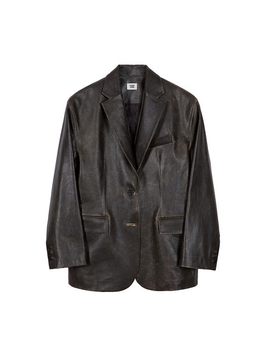 BOXY LEATHER JACKET_brown