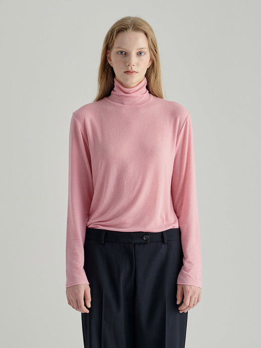 WOOL TENCEL TURTLENECK TOP_pink