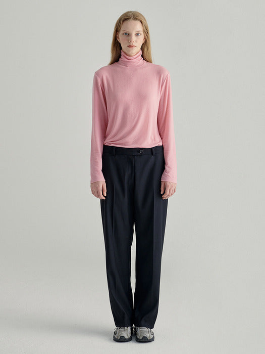 WOOL TENCEL TURTLENECK TOP_pink