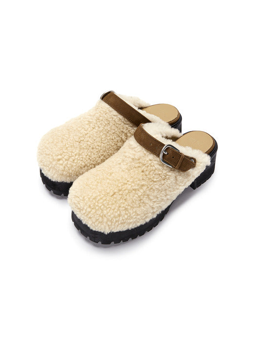[MARGESHERWOOD] 70S CLOGS_beige shearling