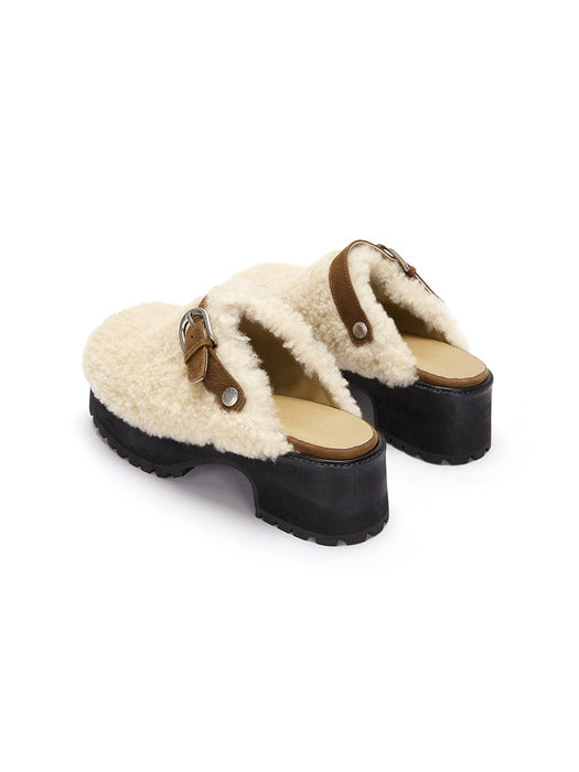 [MARGESHERWOOD] 70S CLOGS_beige shearling