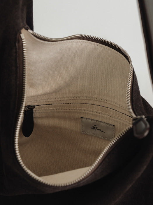 [moia] curved suede bag (deep brown)