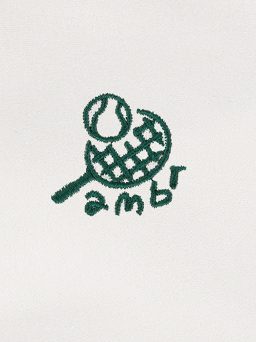 [ambler] Racket mask Over fit Sweatshirt AMM1106 (Ivory)