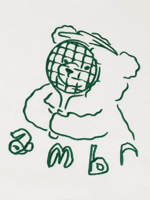 [ambler] Racket mask Over fit Sweatshirt AMM1106 (Ivory)