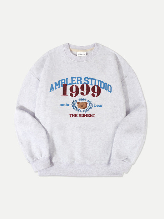 [ambler] The moment Over fit Sweatshirt AMM1109 (White-Melange)