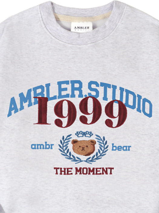 [ambler] The moment Over fit Sweatshirt AMM1109 (White-Melange)