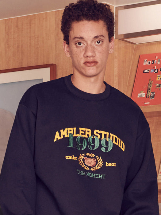 [ambler] The moment Over fit Sweatshirt AMM1109 (Navy)