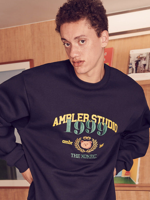 [ambler] The moment Over fit Sweatshirt AMM1109 (Navy)