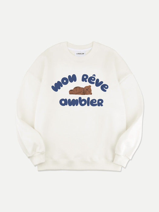 [ambler] dream bear Over fit Sweatshirt AMM1111 (Ivory)