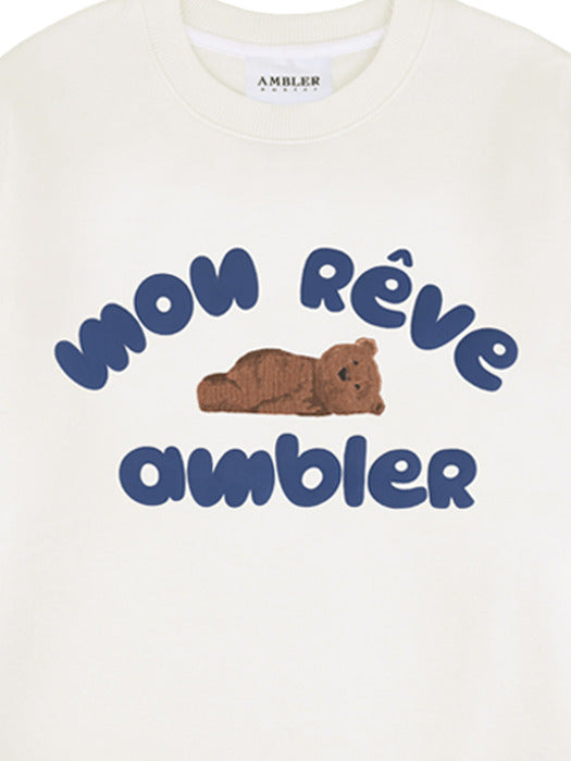 [ambler] dream bear Over fit Sweatshirt AMM1111 (Ivory)