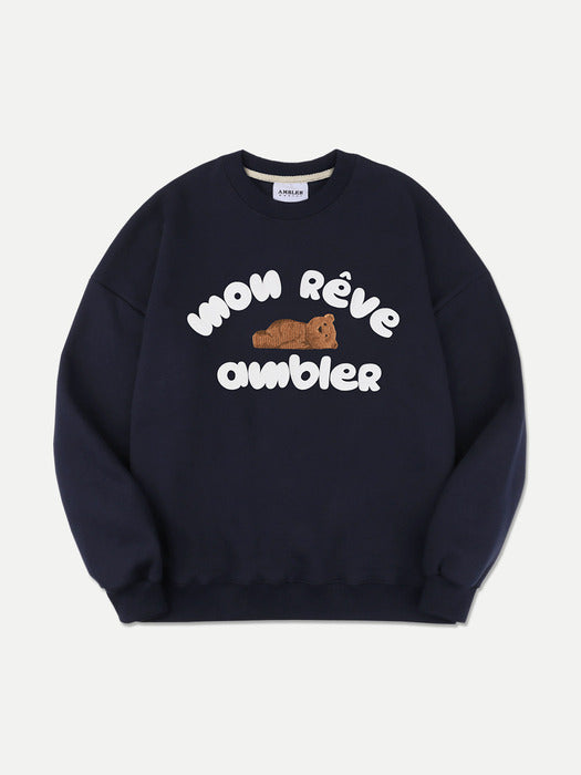 [ambler] dream bear Over fit Sweatshirt AMM1111 (Navy)