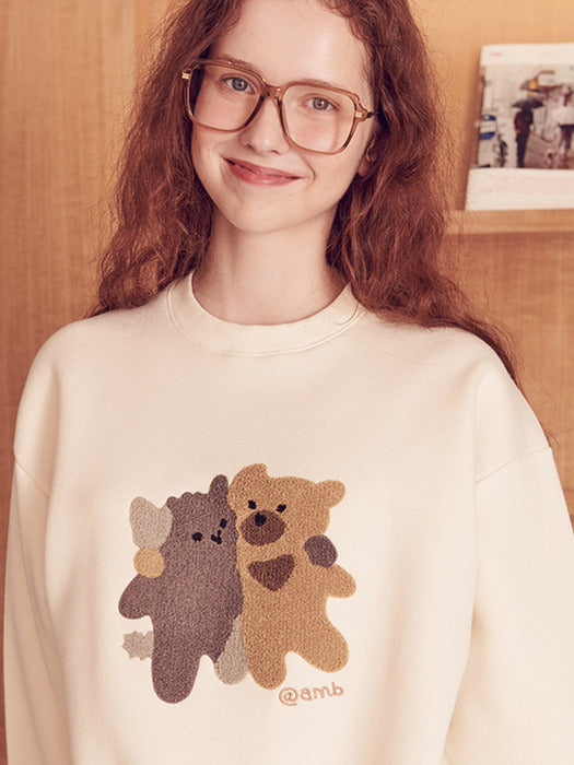 [ambler] shoulder-to-shoulder Over fit Sweatshirt AMM1112 (Ivory)