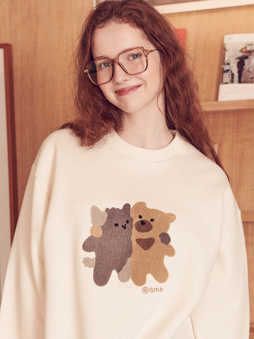 [ambler] shoulder-to-shoulder Over fit Sweatshirt AMM1112 (Ivory)