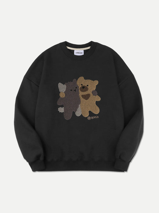 [ambler] shoulder-to-shoulder Over fit Sweatshirt AMM1112 (Black)