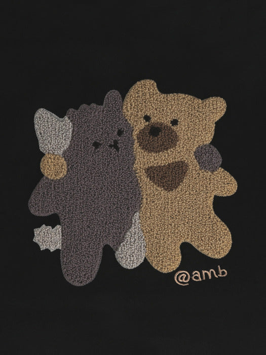 [ambler] shoulder-to-shoulder Over fit Sweatshirt AMM1112 (Black)