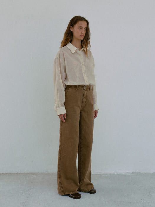 [moia] wide dyed denim (almond)