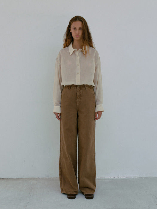 [moia] wide dyed denim (almond)