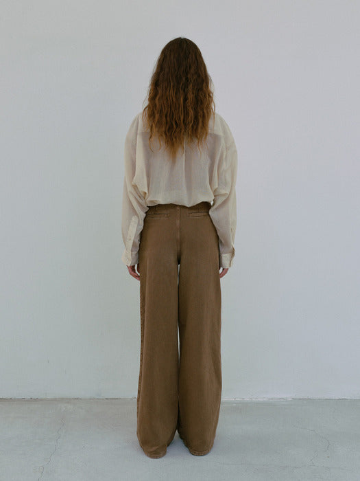 [moia] wide dyed denim (almond)