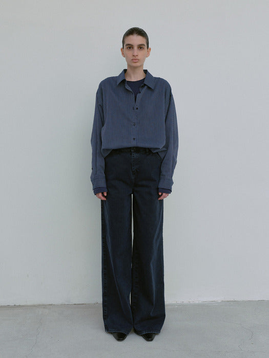 [moia] wide dyed denim (navy)