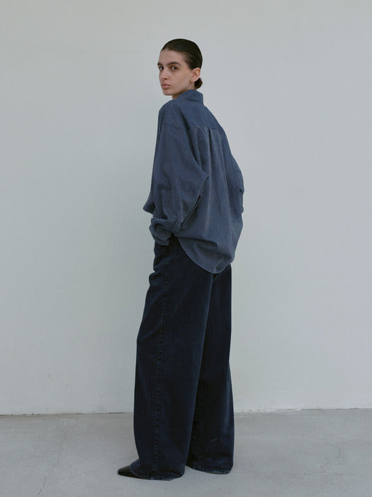 [moia] wide dyed denim (navy)