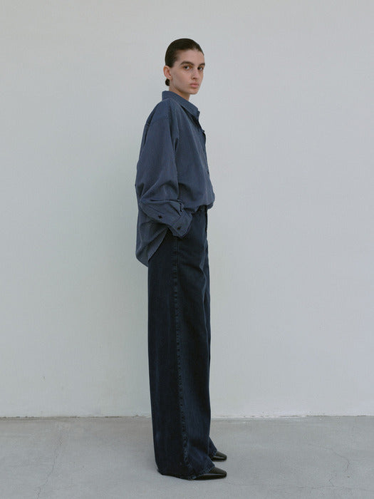 [moia] wide dyed denim (navy)