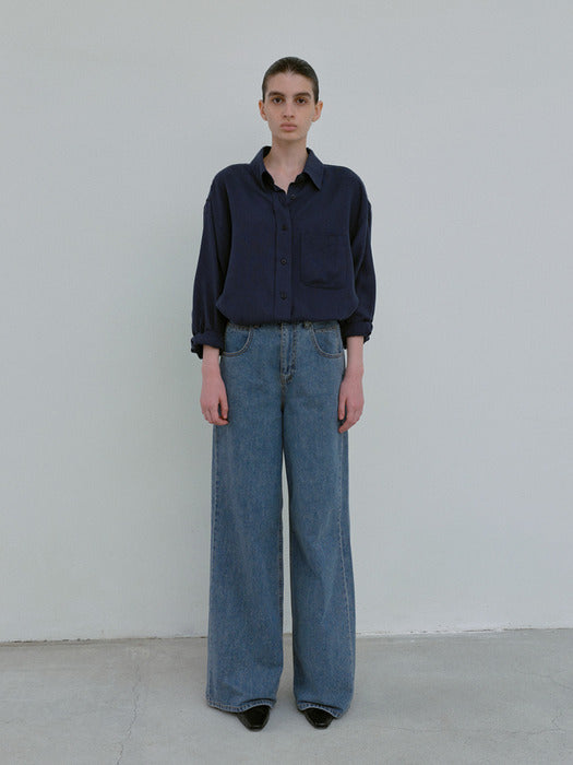 [moia] washing wide denim (indigo)