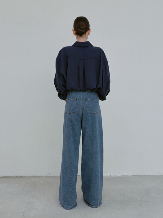 [moia] washing wide denim (indigo)