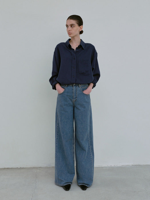 [moia] washing wide denim (indigo)