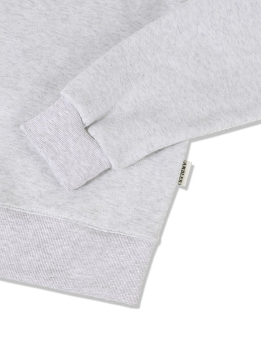 [ambler] Bear Club Crop Sweatshirt Amc202 (White-Melange)