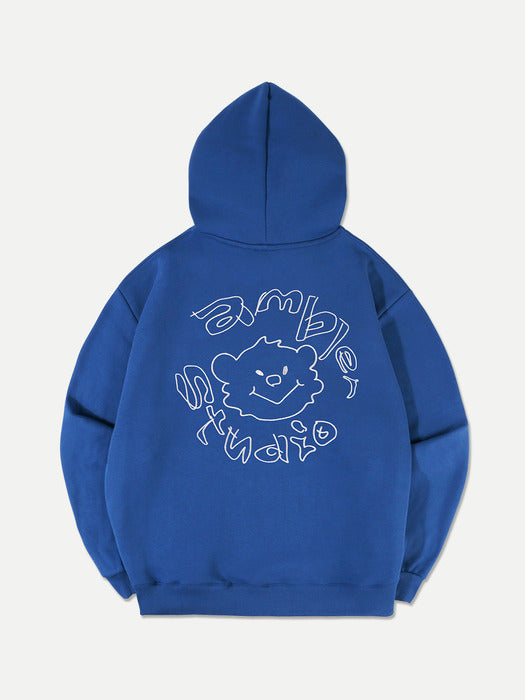 [ambler] Rascal Bear Over fit Hoodie AHP1002 (Blue)