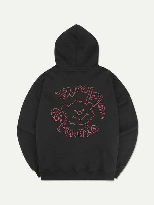 [ambler] Rascal Bear Over fit Hoodie AHP1002 (Black)