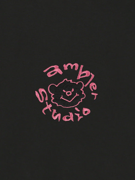 [ambler] Rascal Bear Over fit Hoodie AHP1002 (Black)