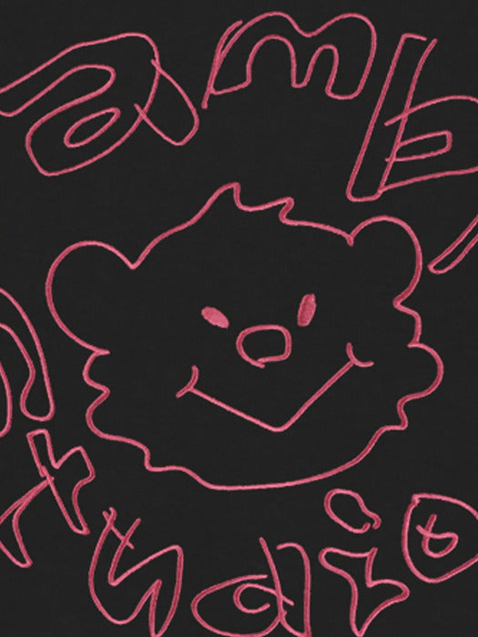 [ambler] Rascal Bear Over fit Hoodie AHP1002 (Black)